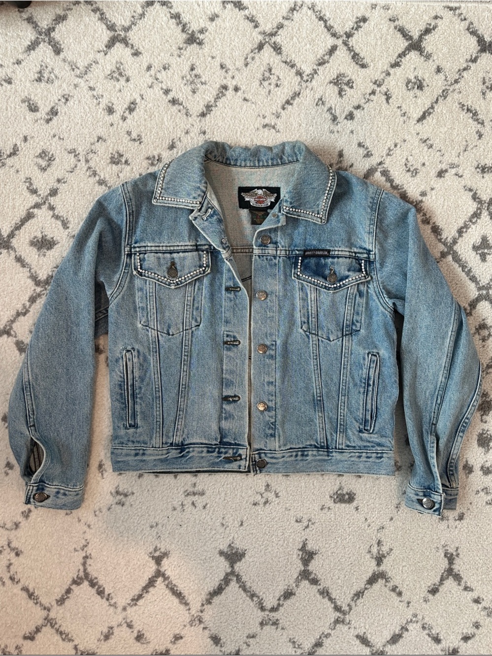 Harley-Davidson Light Blue Denim Jacket with Stud Trim